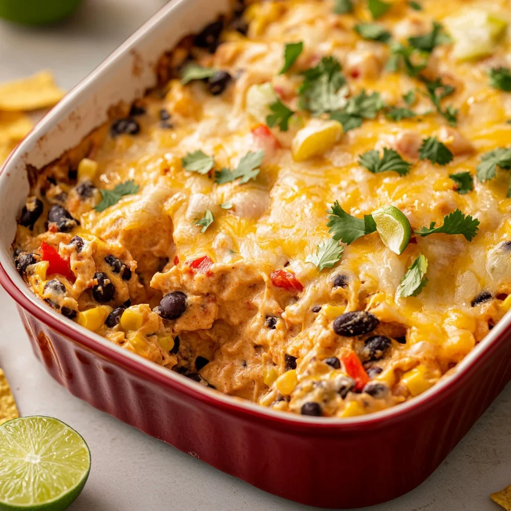 Cazuela de Pollo Mexicana servida en un plato hondo con verduras frescas