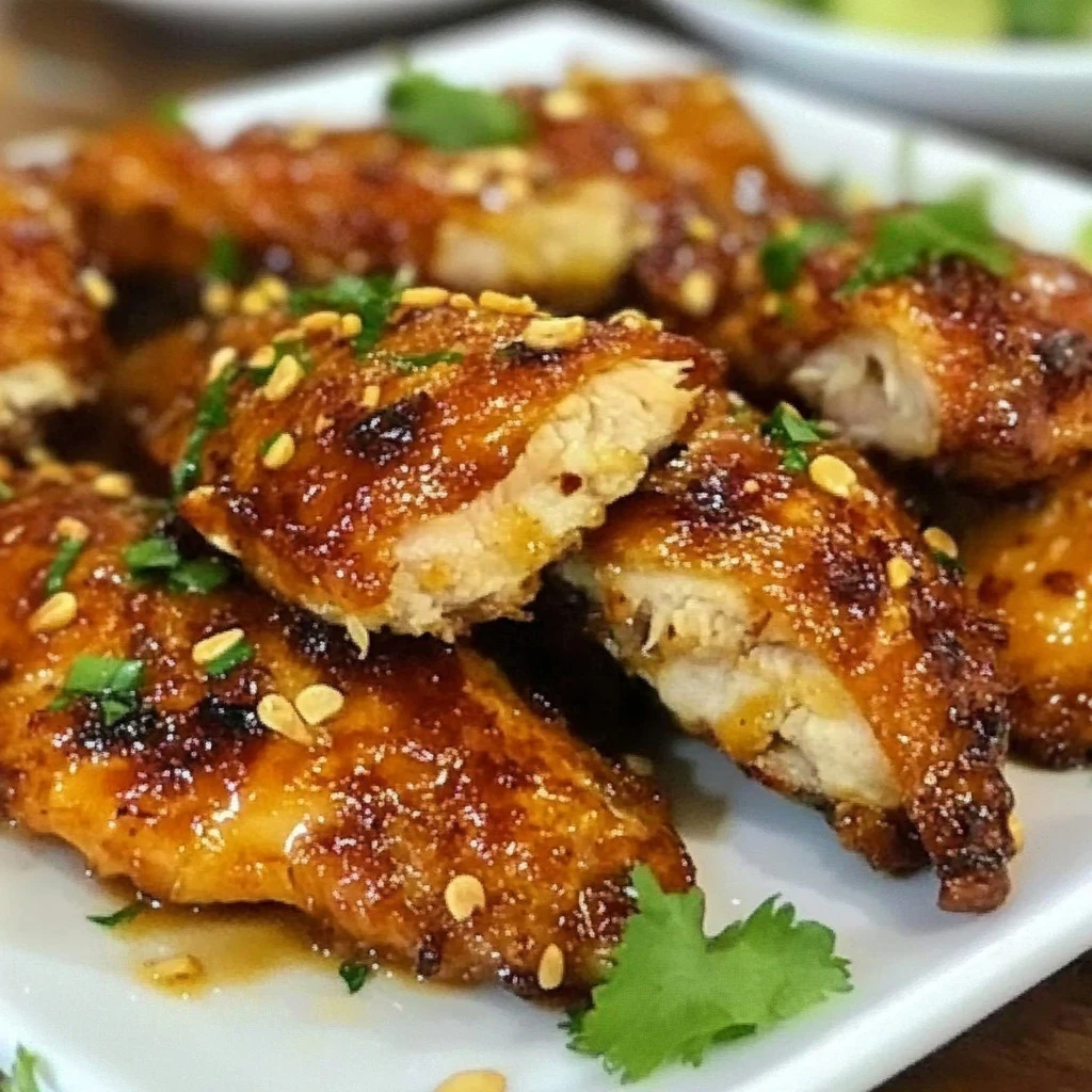 Dedos de pollo adherentes al estilo tailandés con salsas deliciosas