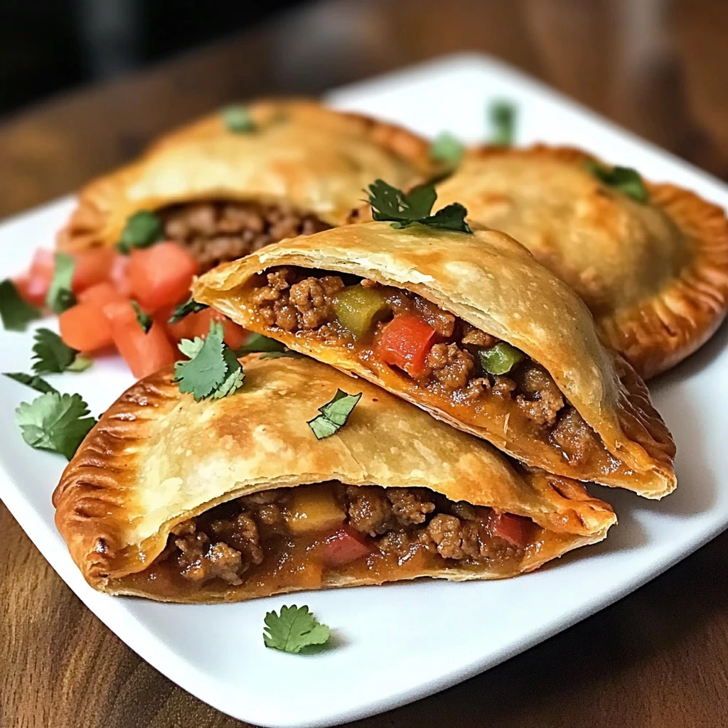 Empanadas de taco recién horneadas con ingredientes frescos y sabrosos