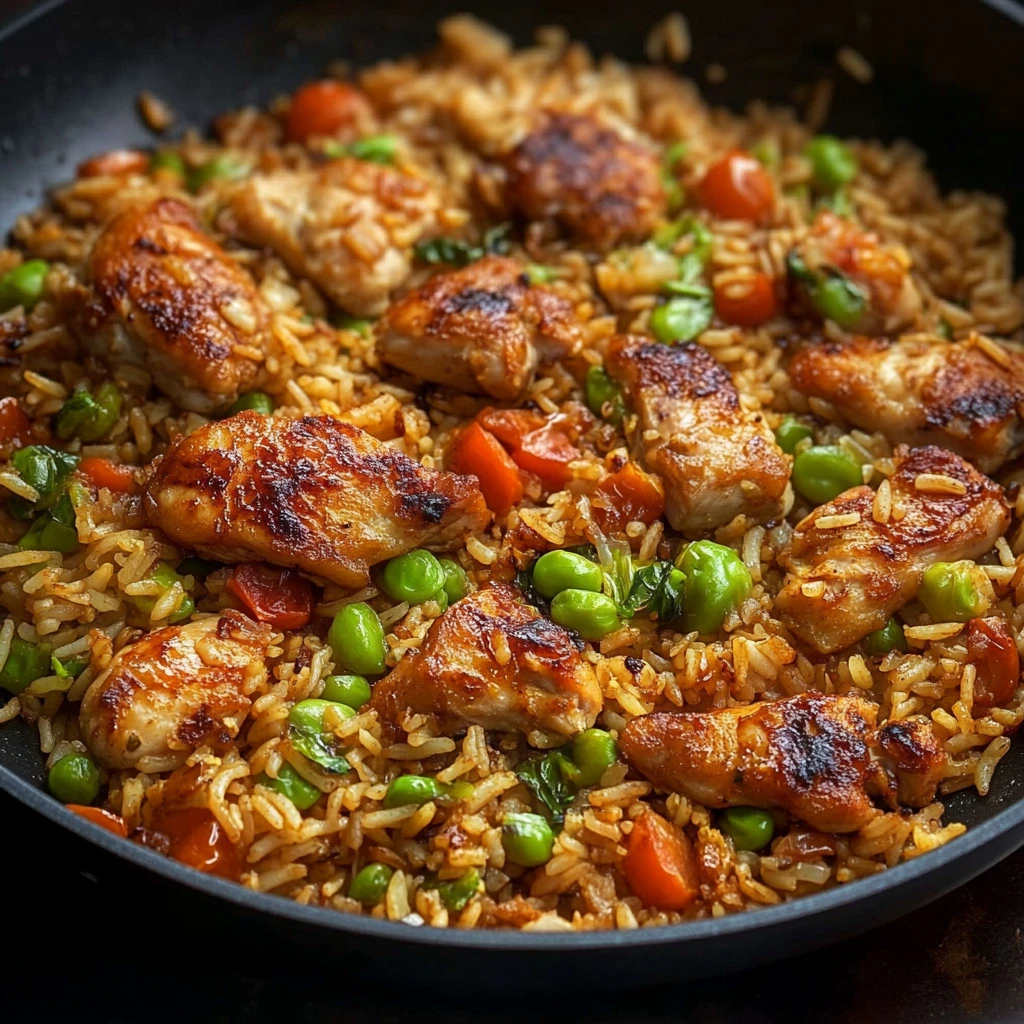 Plato de Pollo Jerk Caribeño con arroz y especias aromáticas