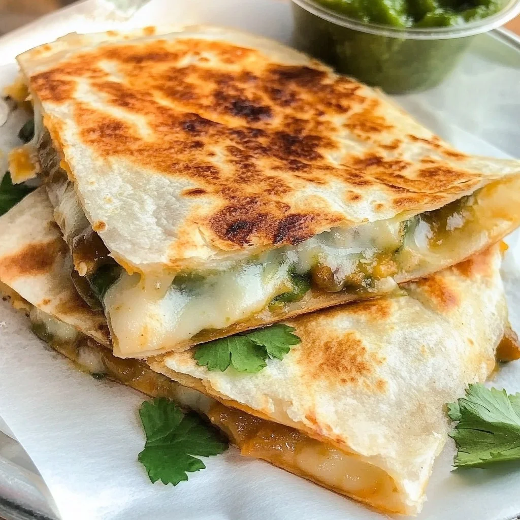 Deliciosa quesadilla de chile relleno con ingredientes frescos y sabrosos