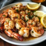 Receta de langostinos de Trader Joe's en un plato gourmet