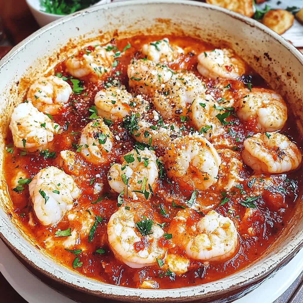Plato de Saganaki de Camarones con gambas y queso derretido