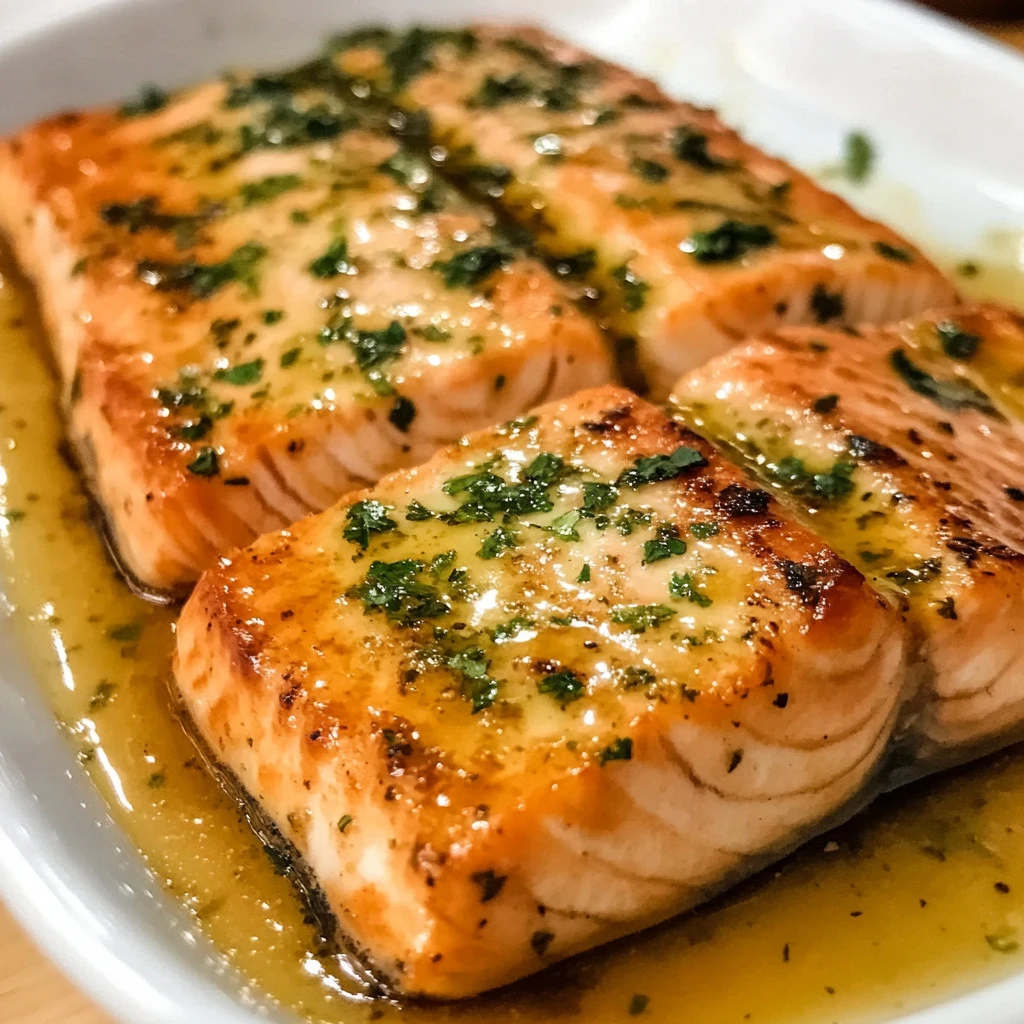 Salmón al horno con miel y mostaza servido en un plato
