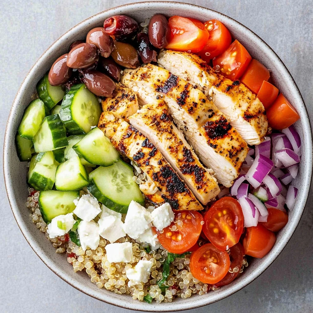 Tazón de Pollo Griego: Receta Saludable y Deliciosa para una Comida Equilibrada