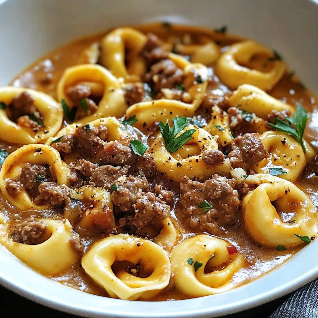 Tortellini con Carne y Salsa Cremosa: Receta Fácil y Deliciosa