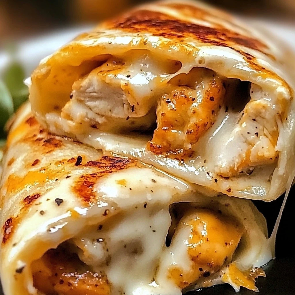 Wraps de Pollo y Queso en un plato colorido